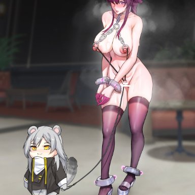 honkai: star rail, kafka (honkai: star rail), stelle (honkai: star rail), rbqinori, 1girls, arms tied behind back, big, big ass, big breasts, broken rape victim, bruise, butcher lines, choker, cry, crying