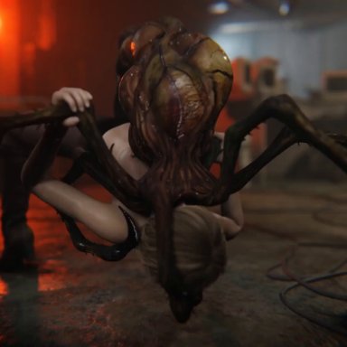 resident evil, ashley graham, insektum, ambiguous gender, ambiguous penetration, female on feral, female penetrated, head parasite, held up, monster, monster on female, monster rape, oral, oral penetration, oral rape