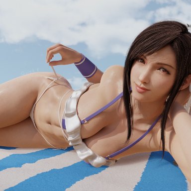 final fantasy, final fantasy vii, tifa lockhart, quick e, 1girls, ass, big breasts, bikini, black hair, breasts, huge breasts, large breasts, light skin, light-skinned female, long hair