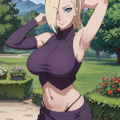 boruto: naruto next generations, naruto, naruto (series), naruto shippuden, ino yamanaka, aindroidparanoid, 1girls, armpits, blonde hair, curvy, curvy figure, female, female only, green eyes, huge breasts