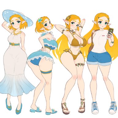 breath of the wild, nintendo, tears of the kingdom, the legend of zelda, princess zelda, zelda (breath of the wild), zelda (tears of the kingdom), gonzarez, 1girls, ass, ass focus, blonde hair, blush, breasts, cleavage