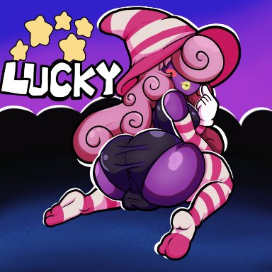 mario (series), paper mario, shadow siren, vivian (paper mario), zerotaichi, 1futa, ass, back, back view, balls, big ass, big butt, breasts, bubble butt, butt