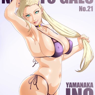 boruto: naruto next generations, naruto, naruto (series), naruto shippuden, naruto: the last, ino yamanaka, saburo des, 1girls, arched back, arm support, armpits, ass, ass focus, big breasts, bikini bottom