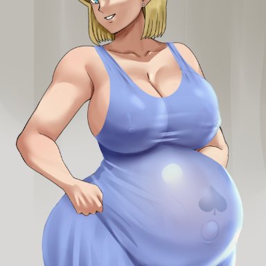 dragon ball super, dragon ball z, queen's blade, android 18, pinkpawg, 1girls, belly, big belly, blonde hair, blue eyes, breasts, cheating wife, cuckold, huge breasts, interracial