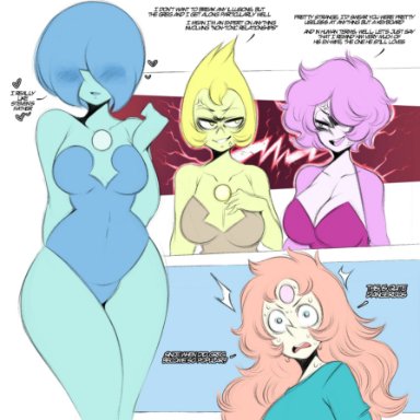 cartoon network, steven universe, steven universe future, blue pearl (steven universe), gem (species), pearl (steven universe), pink pearl (steven universe), volleyball (steven universe), yellow pearl (steven universe), saltyxodium, 4girls, alien, alien girl, alien humanoid, anger vein