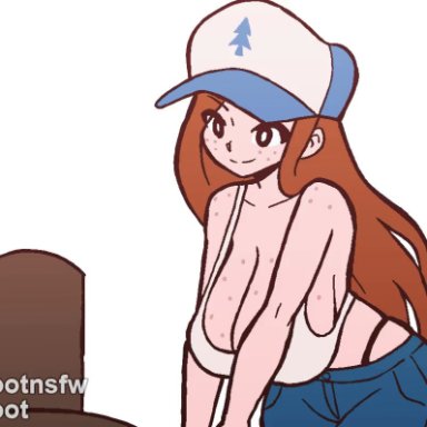 gravity falls, dipper pines, wendy corduroy, mossyfroot, 1boy, 1girls, age difference, areolae, balls, big breasts, big penis, breasts, clothing, cum, hay