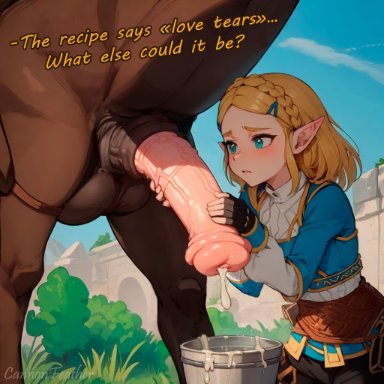 tears of the kingdom, the legend of zelda, princess zelda, zelda (tears of the kingdom), cannonfeather, horse, horse penis, horsecock, interspecies, zoophilia, ai generated, uncensored