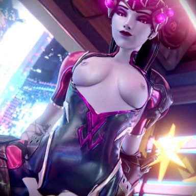 blizzard entertainment, original, overwatch, overwatch 2, amelie lacroix, widowmaker, meltoriku, 1boy, 1boy1girl, 1girl1boy, 1girls, alternate costume, areolae, athletic female, big breasts