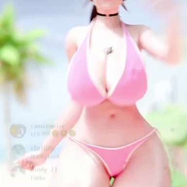 blizzard entertainment, overwatch, overwatch 2, anonymous male, d.va, hana song, sprankeez, 1boy, 1girls, bare legs, big breasts, bikini, black collar, breasts, brown hair