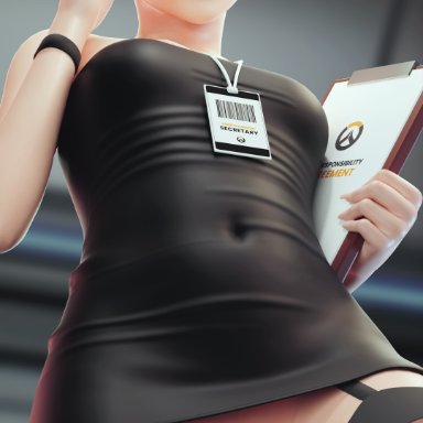 overwatch, overwatch 2, kiriko (overwatch), kiriko kamori, evilbaka, black dress, black stockings, brown eyes, eyeglasses, glasses, green hair, lolipop, long nails, looking at viewer, no panties