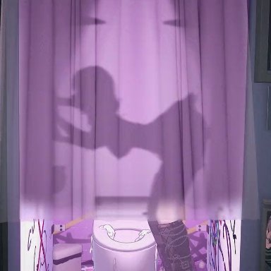 hololive, hololive english, hololive english -advent-, shiori novella, yuukis, 1girls, boots, cum, cum on toilet, curtain, fellatio, glory hole, glory wall, implied sex, penis