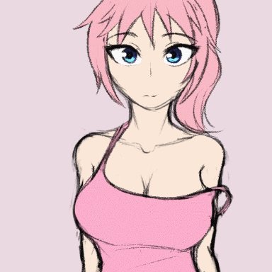 original, crystal (lewd-zko), zko, 1girls, blue eyes, bouncing breasts, breasts, cleavage, collarbone, expressionless, eye roll, female, female only, femsub, hypnosis