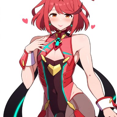 xenoblade chronicles 2, pyra, pyra (xenoblade), robofun, 1boy, bulge, bunny ears, bunnysuit, core crystal (xenoblade), femboy, flat chest, happy, leotard, lipstick, mature male