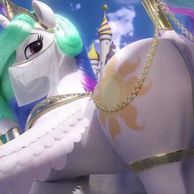 friendship is magic, hasbro, my little pony, princess celestia (mlp), clopician, 1girls, anatomically correct, anatomically correct genitalia, anatomically correct pussy, animal genitalia, anus, ass, big ass, big butt, equine