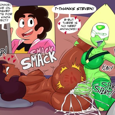 steven universe, connie maheswaran, gem (species), peridot (steven universe), steven quartz universe, spakka5, 1futa, 1girls, areolae, balls, big ass, big breasts, blushing, breasts, cucked by futa