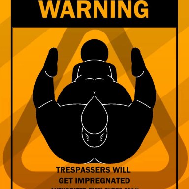 original, warning sign person, goldeneyensfw, 1boy, ambiguous gender, ambiguous penetration, anus, ass, back view, balls, balls deep, big ass, black body, caution sign, completely nude