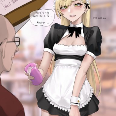 ikemeru19, 1boy, 1futa, after masturbation, angry, artificial vagina, blonde hair, blush, clothed, cum, embarrassed, erection under clothes, fully clothed, futa focus, futanari