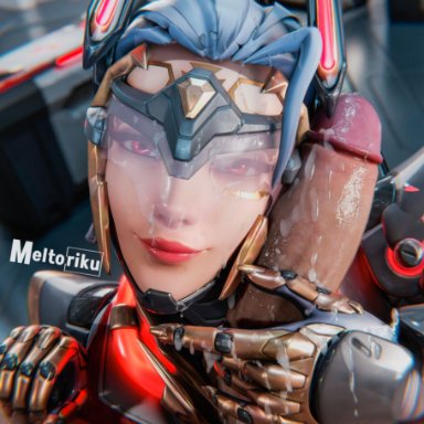 blizzard entertainment, mirrorwatch, overwatch, overwatch 2, mercy, vengeance mercy, meltoriku, 1boy, 1boy1girl, 1girls, 1male, after fellatio, alternate costume, athletic, athletic female