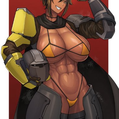 helldivers 2, helldiver (helldivers), kingbang, kongman99, 1girls, abs, big breasts, bikini, breasts, busty, c-01 permit, curvaceous, curvy, curvy body, curvy female