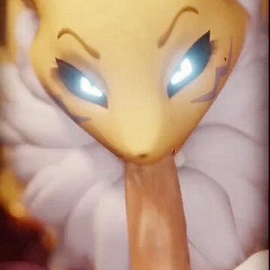 digimon, digimon tamers, digimon (species), renamon, renamon (dogzeela), 1boy1girl, anthro, anthro female, anthro on human, anthro penetrated, anthrofied, balls, big penis, black sclera, blowjob