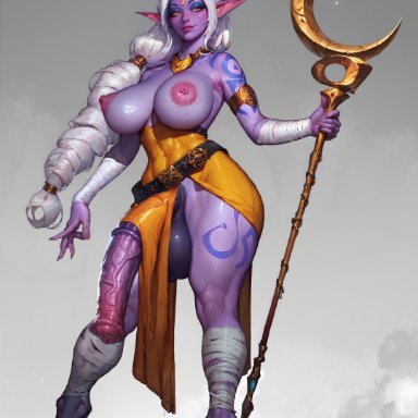 league of legends, celestial (league of legends), soraka, iluvhooves, 1futa, athletic, belt, big balls, big breasts, big penis, breasts, curvy, curvy figure, dickgirl, dress