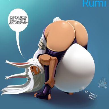 my hero academia, mirko, miruko, rumi usagiyama, metalforever, 1girls, ass, belly bulge, belly button, belly expansion, bent over, big ass, bunnies, bunny, bunny girl