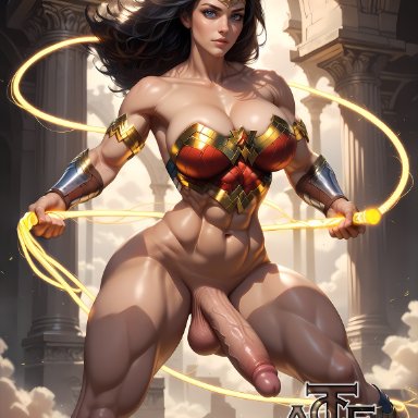 dc, dc comics, wonder woman (series), wonder woman, taceee, 1futa, abs, balls, big balls, big breasts, breasts, curvy, dickgirl, futa only, futanari