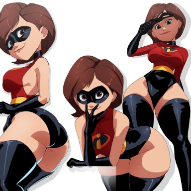 pixar, the incredibles, the incredibles 2, elastigirl, helen parr, coolerinker, inker comics, inkershike, 1girls, ass, big ass, big breasts, big butt, breasts, brown eyes