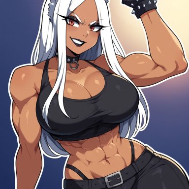 boku no hero academia, my hero academia, mirko, miruko, jorgecarlosai, abs, big breasts, black clothes, black clothing, black lipstick, black makeup, breasts, bunny ears, bunny girl, cleavage