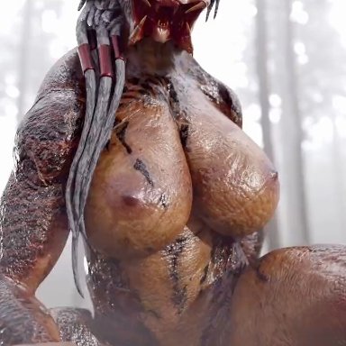 predator (franchise), yautja, nik3dx, 1boy, 1girls, alien, alien girl, areolae, breasts, male/female, monster girl, nipples, nude, vaginal penetration, 3d