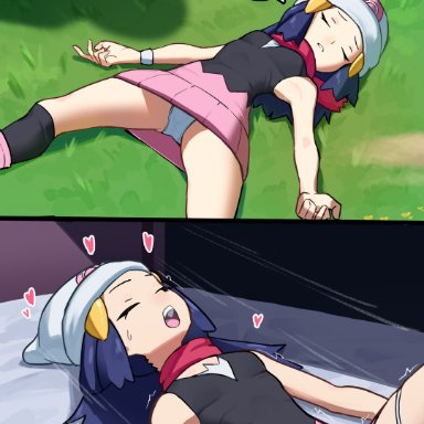 pokemon, pokemon dppt, dawn (pokemon), san ban2, blue hair, clothed, clothed female, clothed sex, panties, rape, sleep molestation, sleep sex, sleeping, sweat, sweatdrop