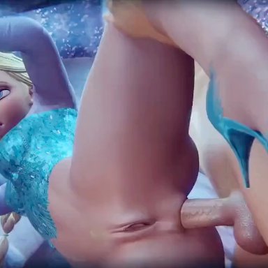 frozen (film), elsa (frozen), zynotheum, 1boy, 1boy1girl, 1female, 1girl, 1girls, 1male, anal, blonde, blonde hair, blue eyes, white skin, 3d