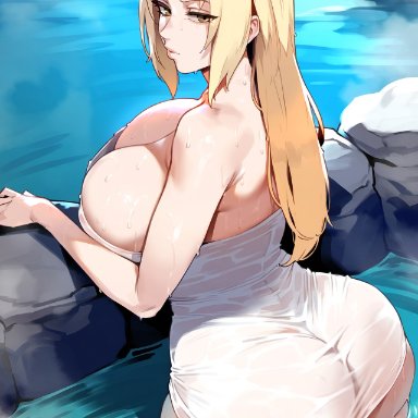 naruto, naruto (series), naruto shippuden, tsunade, floox, 1girls, ass, blonde hair, breasts, dat ass, female, huge ass, huge breasts, long hair, massive breasts