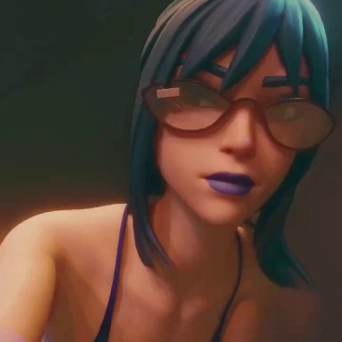 epic games, fortnite, fortnite: battle royale, hope (fortnite), 1girls, ass, bikini, bikini top, blue hair, bottomless, bra, breasts, cleavage, female, female focus