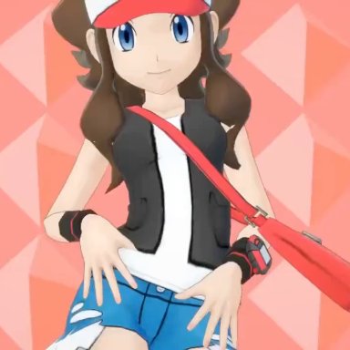 pokemon, pokemon bw, ppppu, hilda (pokemon), anonbluna, anydelse, 1boy, 1boy1girl, 1girls, ass, bag, baseball cap, black vest, blue eyes, brown hair