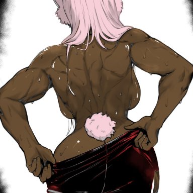 my hero academia, miruko, rumi usagiyama, rumia, masoq095, 1girls, athletic female, bunny ears, dark-skinned female, fit female, kemonomimi, mature female, muscular, muscular female, shorts