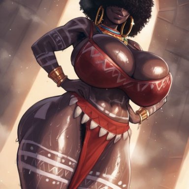 verynormalguy, african, african female, afro, armpit hair, armpits, ass, big ass, big breasts, big hair, big lips, big thighs, black hair, body paint, bracelets