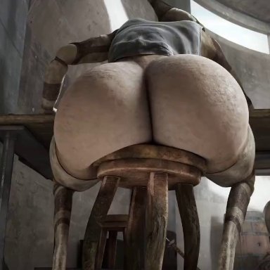 kenshi, hiver, chittercg, deepspacebug, alien, big ass, boy, bubble ass, bubble butt, chair, looking at viewer, looking back, looking back at viewer, male, male only