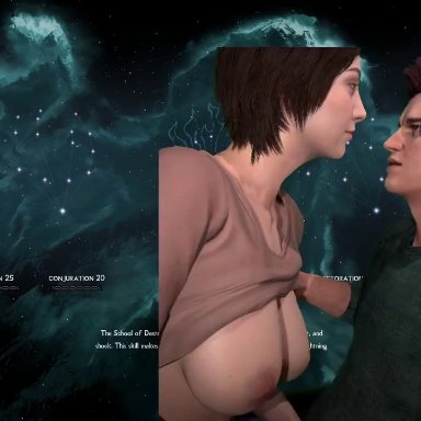 dead by daylight, skyrim, stranger things, twitch, steve harrington, 1boy, 1girl, 1girls, breasts, breasts out, female, handjob, incest, microphone, milf