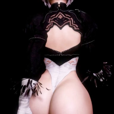 nier (series), nier: automata, yorha 2b, ryanpos 3d, 1girls, ass, ass focus, large ass, walking, white hair, animated, tagme, video