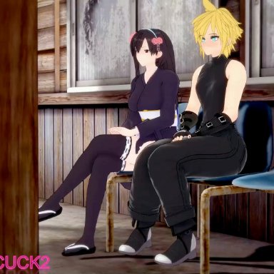 final fantasy, final fantasy vii, cloud strife, tifa lockhart, cuck2, 1girls, 2boys, black hair, cheating, cheating girlfriend, cuckold, dark skin, dark-skinned male, interracial, kissing