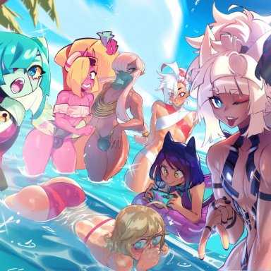 original, asmo (matemi), giri (zephyrgales), joey (krekk0v), murasaki (lightsource), nova (sotcho), original character, original characters, velo (kittbetelgeuse), yonu (qtori), yun (lyuka), gattles, kittbetelgeuse, krekk0v, lightsource