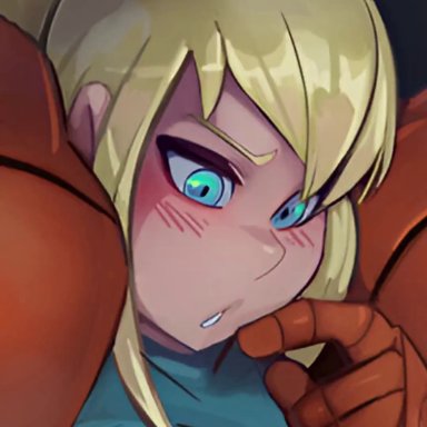 metroid, nintendo, armored samus, samus aran, merurava, schpicy, 1girls, areolae, armor, armored female, ass, big ass, big breasts, blonde hair, blue eyes