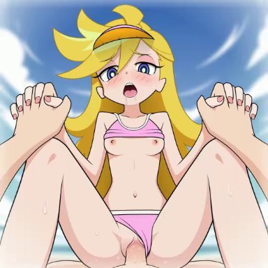 panty anarchy, randomtriples, 1boy, 1girl, bikini, cowgirl position, hands holding, small breasts, sweating, vaginal, vaginal penetration, vaginal sex, animated, tagme, video