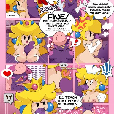 mario (series), paper mario, paper peach, princess peach, vivian (paper mario), mrcbleck, 1dickgirl, 1girls, areolae, big ass, big breasts, big penis, blonde hair, blowjob, breasts