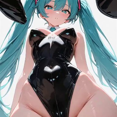 hatsune miku, bunny ears, bunnysuit, swimsuit, 2d, ai generated, animated, anime, tagme, video