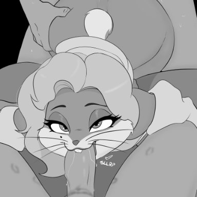 looney tunes, warner brothers, bugs bunny, fembugs bunny, marilyn monroe, haaru, anthro, clothed, clothing, crossdressing, fellatio, female, female anthro, female focus, female penetrated