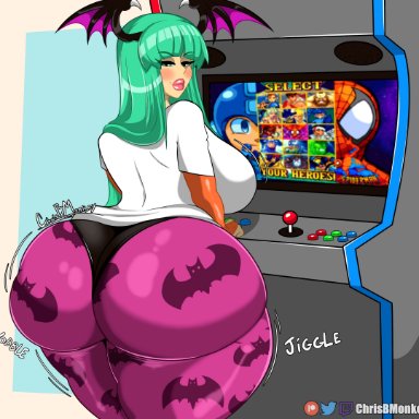 capcom, darkstalkers, marvel vs. capcom, morrigan aensland, chrisbmonkey, arcade machine, ass, ass focus, ass jiggle, badonkadonks, big ass, big breasts, big butt, bimbo, bimbo lip