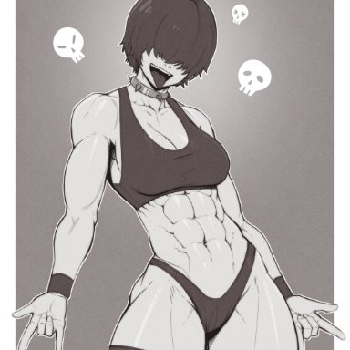 original, oc, original character, speedl00ver, 1girls, abs, ahoge, athletic, athletic bikini, athletic female, bangs over eyes, bare arms, bare legs, bare shoulders, bare thighs