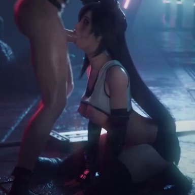 final fantasy, final fantasy vii, final fantasy vii remake, cloud strife, tifa lockhart, cottontailva, vgerotica, 1boy, 1girls, blowjob, breasts out, face fucking, female, irrumatio, kneeling oral position